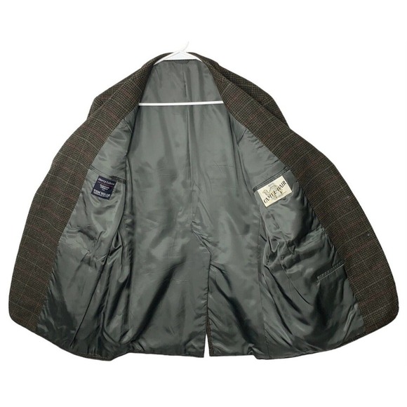 VTG Harry Lebow Camel Hair Houndstooth Plaid Sport Coat Mens 40L Jacket - Picture 5 of 11